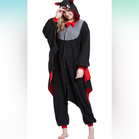 Bat Adult Onesie Pajamas Halloween Cosplay Outfit Magicalani Brand Size S - Picture 2 of 10